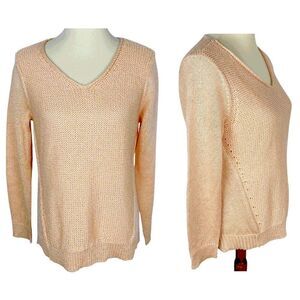 Chico's Sweater Size 2 (12) Large Pale Peach V Neck
